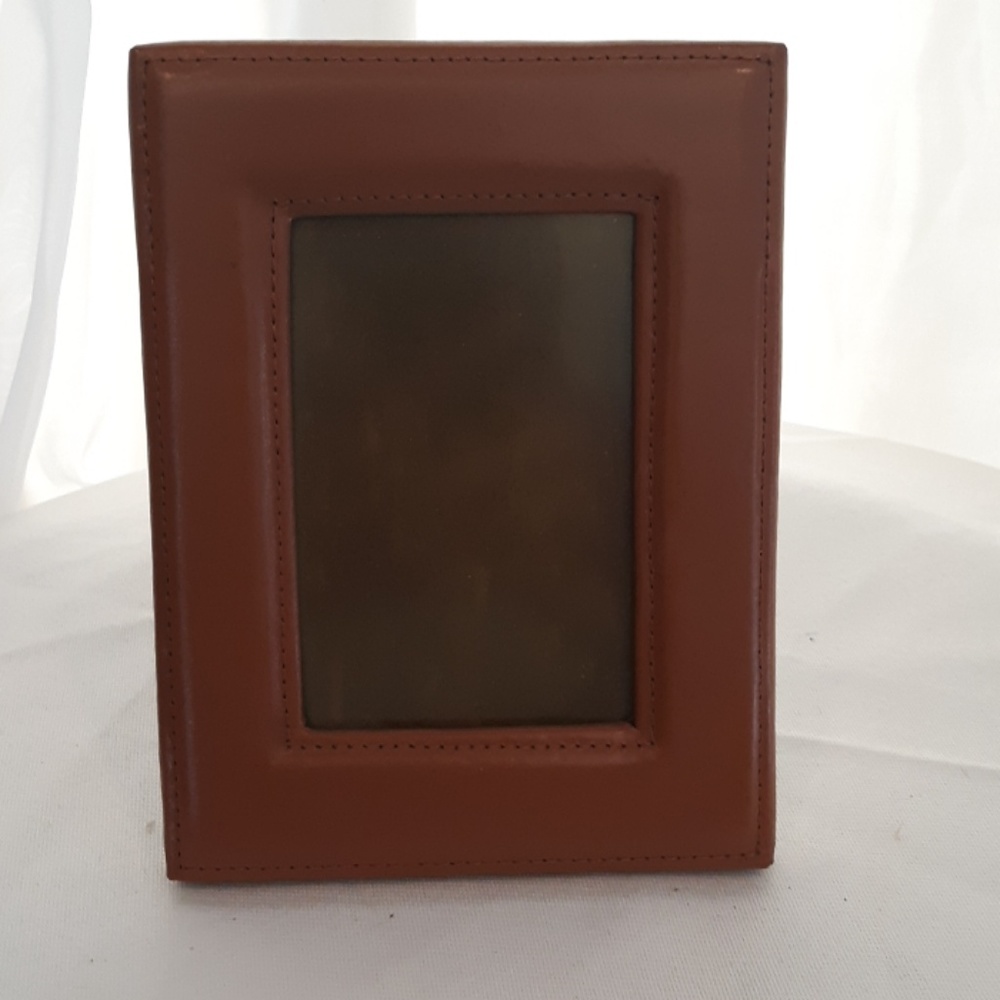 Tan Topstiched Leather Frame